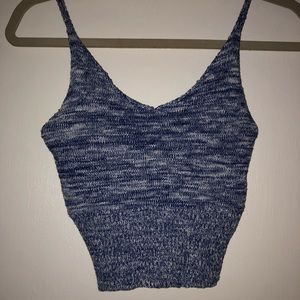 Blue knitted crop top